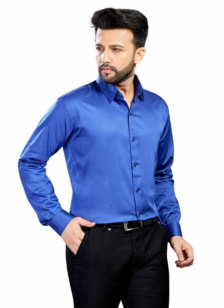 Outluk 1427 Office Wear Cotton Satin Mens Shirt Collection 1427-BLUE